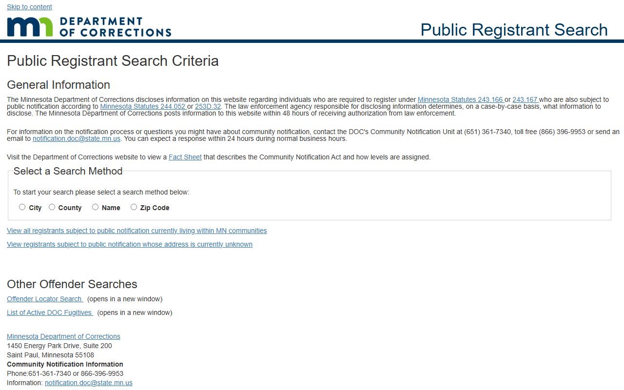 Minnesota public predatory registrant search