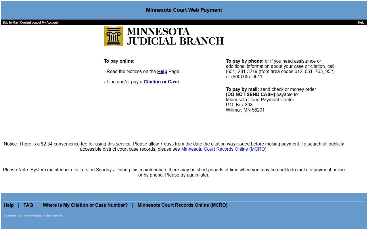 Pennington County court dockets Minnesota Court Web Payment portal