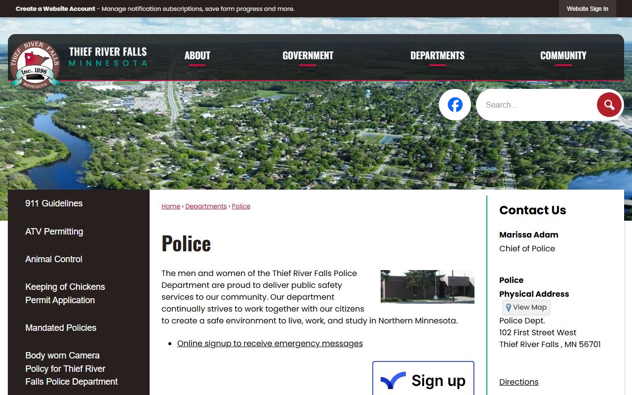Pennington County court dockets Thief River Falls Police page