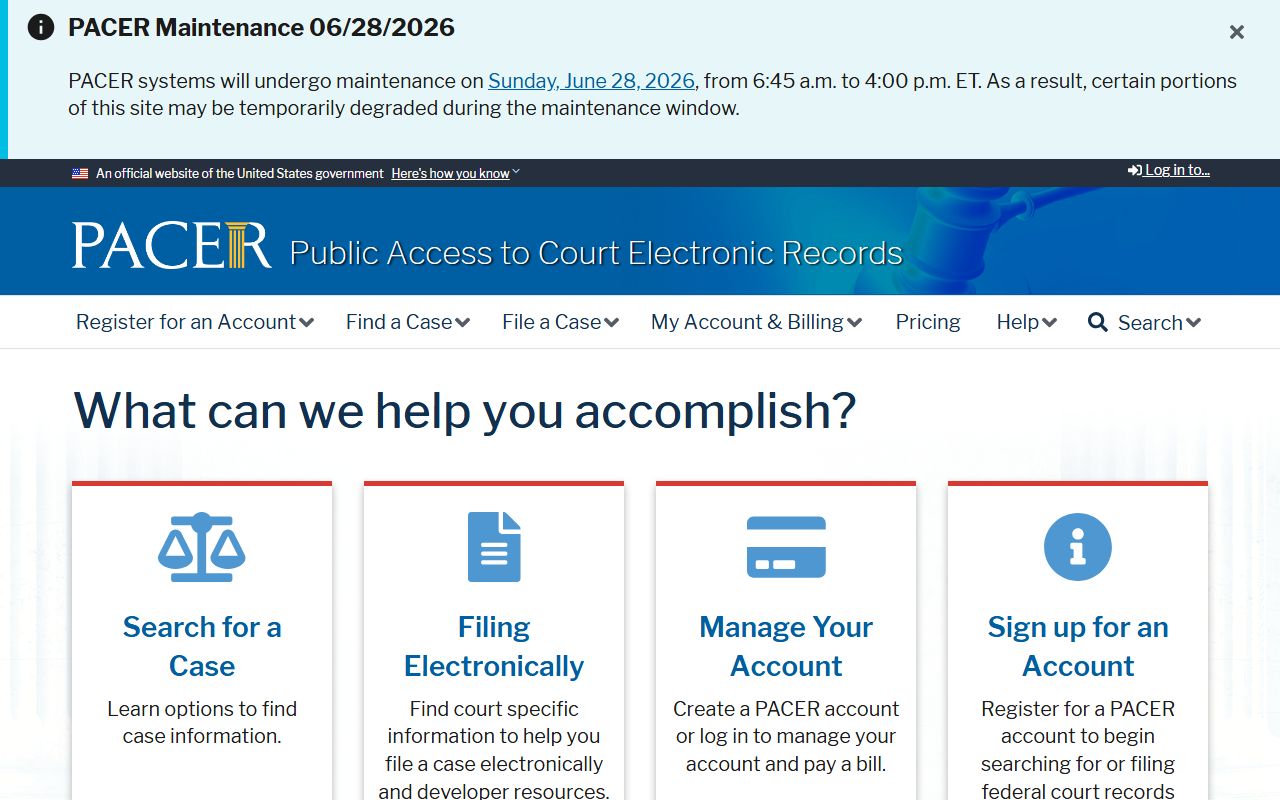 Pennington County District Court PACER federal case access distinction