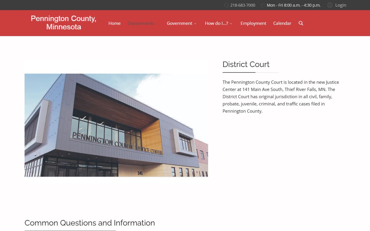 Pennington County court records county District Court page