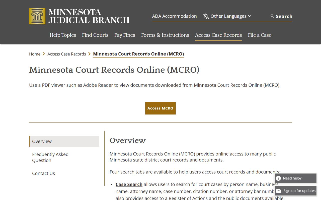 Pennington County court records Minnesota Court Records Online overview