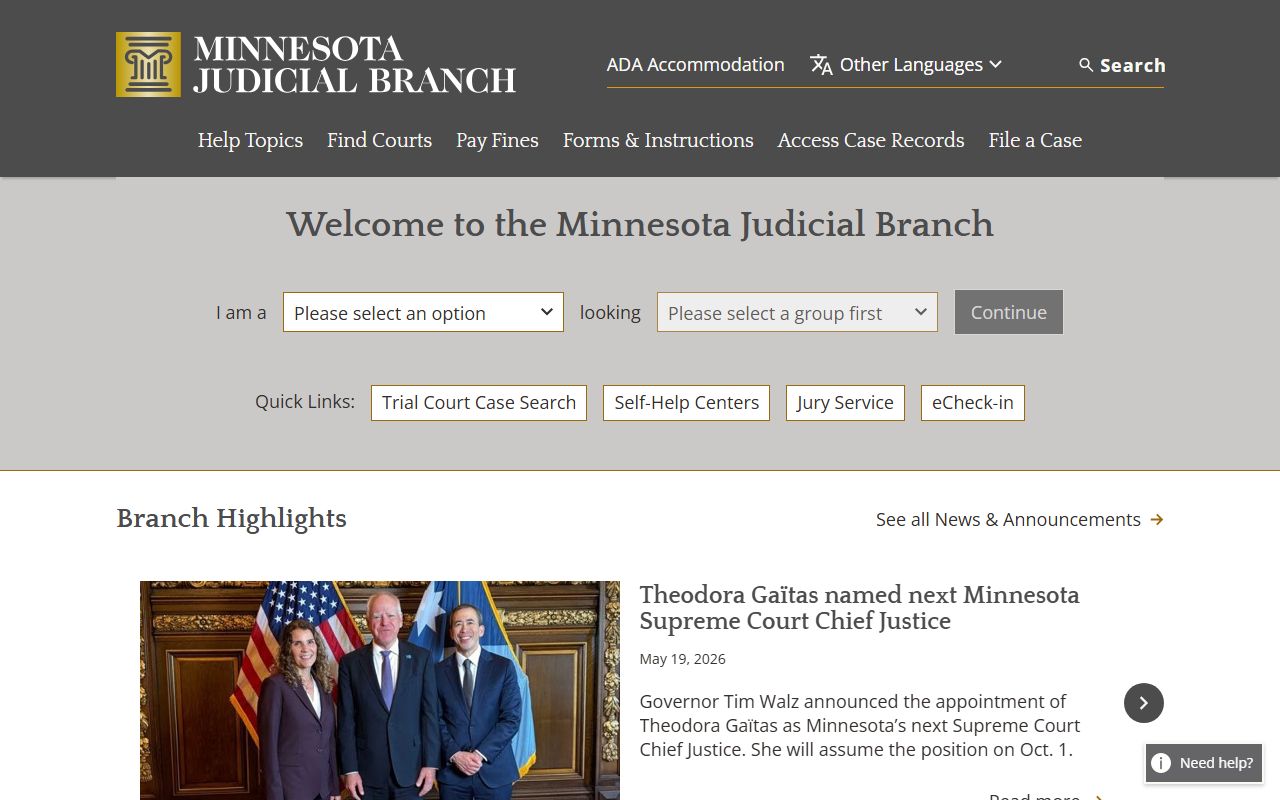 Minnesota Judicial Branch traffic and court information