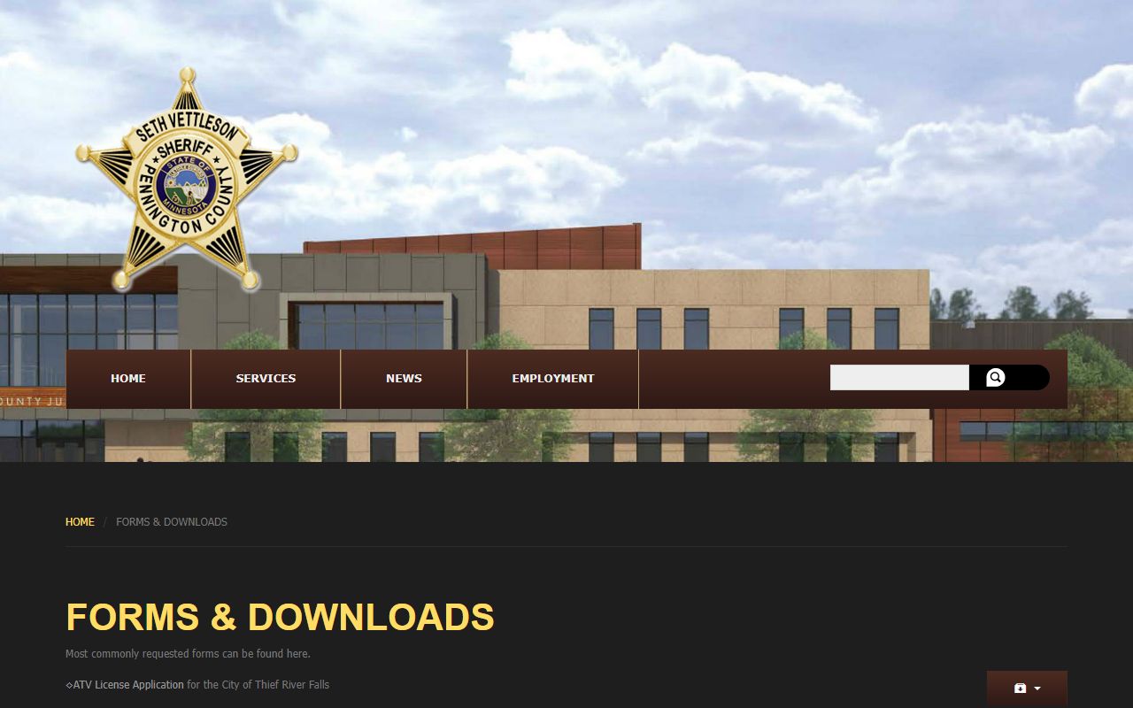 Pennington County Sheriff forms page